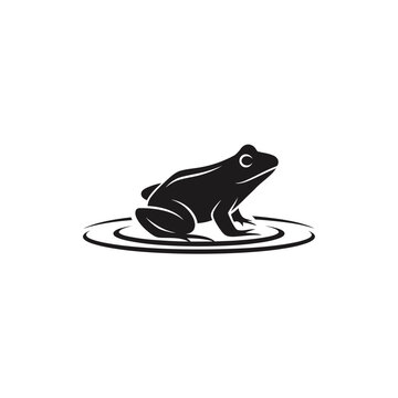 Black silhouette of a sitting frog.