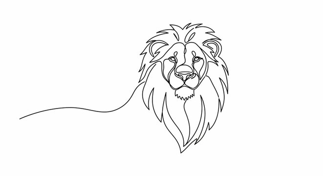 Lion continuous line drawing