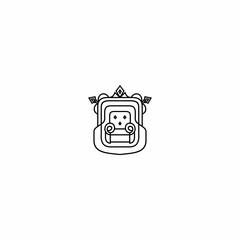 Naklejka premium Elegant thin line art logo template featuring a royal armchair or sofa with a crown element. Perfect for interior design, luxury furniture, and home decor brands.
