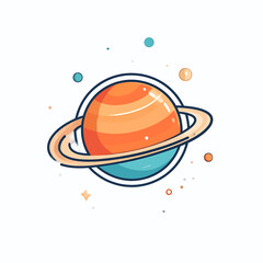 Saturn Planet Illustration with Rings. © Bonaji