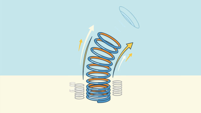 Resilience and Recovery Concept with a Large Spring Bouncing Back. Flat Vector Illustration of Elasticity, Momentum, and Agility. Physics Metaphor for Overcoming Challenges and Growth.