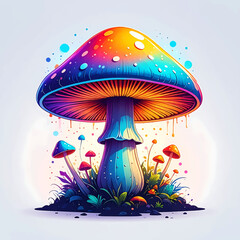 Fototapeta premium Large Colorful Mushroom with Spores.