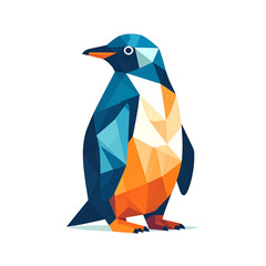 Colorful geometric penguin standing alone. © Muh