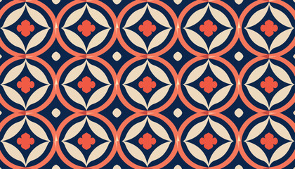 Fototapeta premium Symmetrical ornamental vector pattern filled with stylized floral medallions throughout