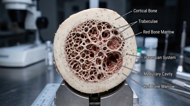 Detailed Cross Section of Human Bone Anatomy