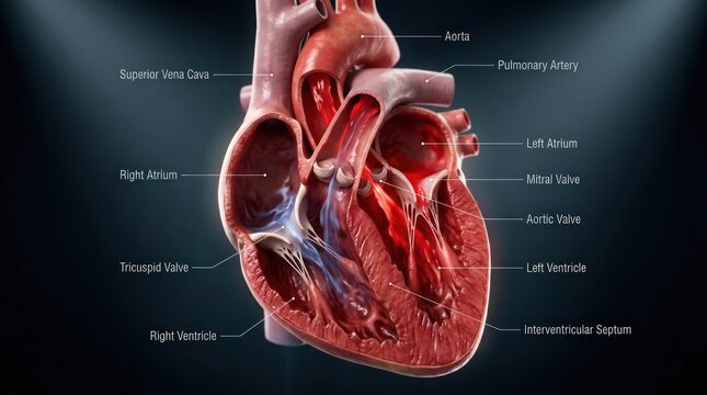 Detailed Human Heart Anatomy with Labeled Components
