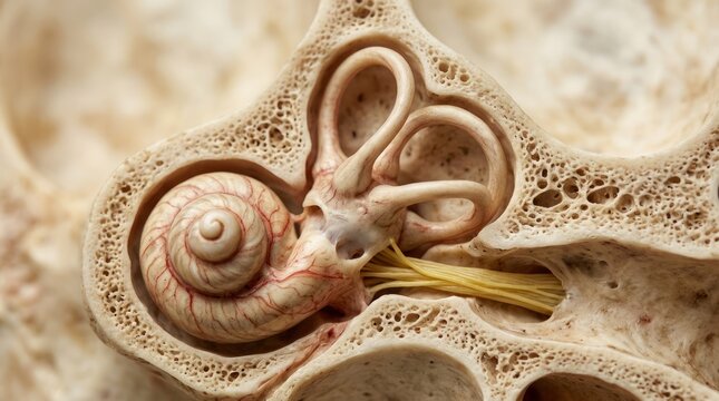 Detailed Human Ear Anatomy Model with Cochlea