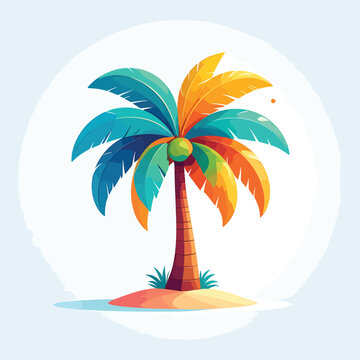 Colorful illustration of a palm tree 22.