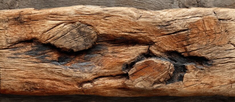 Close-up of aged, weathered wood with knots and natural imperfections; texture and grain