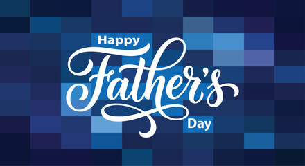 Happy father's day greeting card with blue pixel background © SONIA