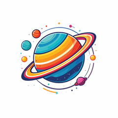 Colorful Cartoon Planet with Rings 2. © Lili