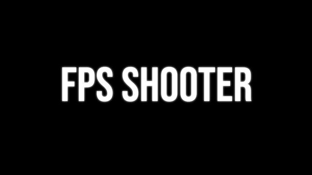 FPS Shooter animated word, high contrast glitch text title for esports highlights, tactical gaming intros, and twitch overlays