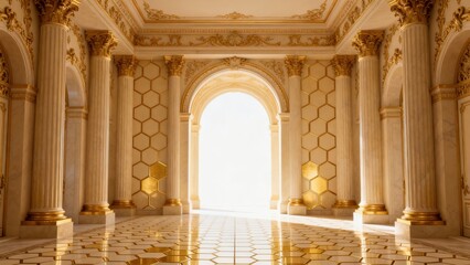 Fototapeta premium Luxurious ornate hall with columns