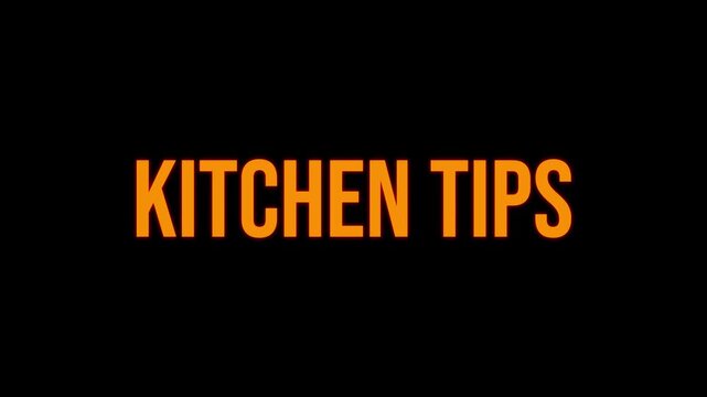Kitchen Tips Kinetic Typography Text Animation Orange Letters Black Background