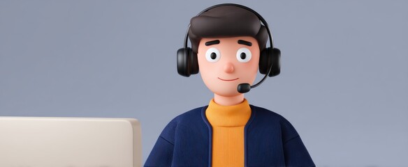 Naklejka premium approachable technical support agent assisting customers in a modern help desk environment