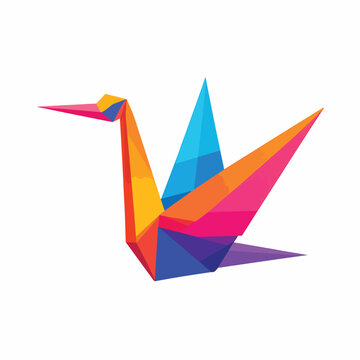Colorful Origami Bird Paper Craft.