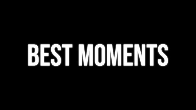 Smooth kinetic typography animation where chaotic letters assemble into Best Moments text on a dark cinematic background.