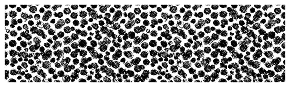 Scribbled circle pattern background with organic textured dots in hand drawn sketch style