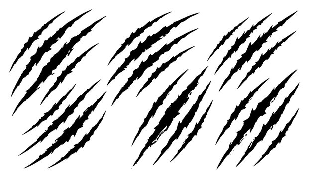 Animal claw marks and beast scratch rips in sharp silhouette style