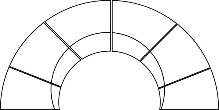 Architectural arch outline with segmented keystone design