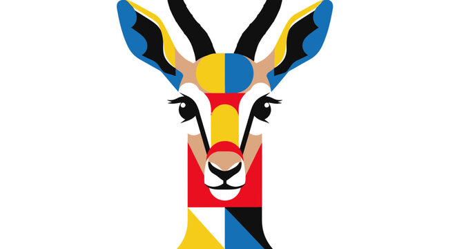 Colorful Geometric Gazelle Portrait - Abstract Antelope Head Vector Illustration