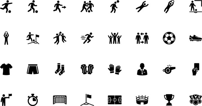 Professional football and soccer match icons set.
