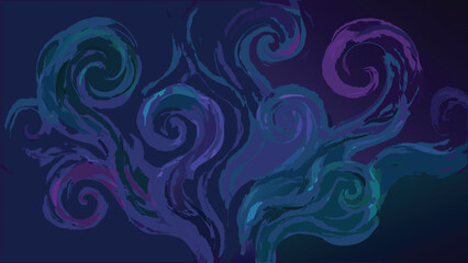 Fototapeta premium Abstract vector background featuring swirling smoke ad mist effects in vibrant lue, purple, and teal colos, creating a mysterious ad ethereal atmosphere withfluid, magical fog pattern.