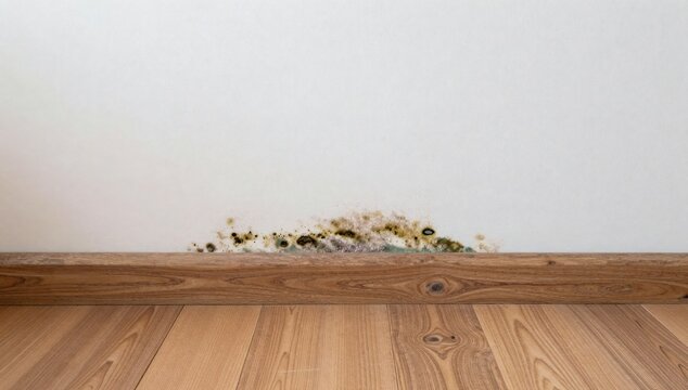 Mold grows on wall near baseboard in home