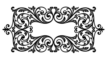 Fototapeta premium Elegant Black Floral Ornament with Swirls and Copy Space
