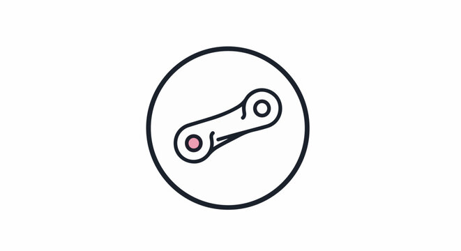 Simple graphic of a chain link inside a circle with pink dot