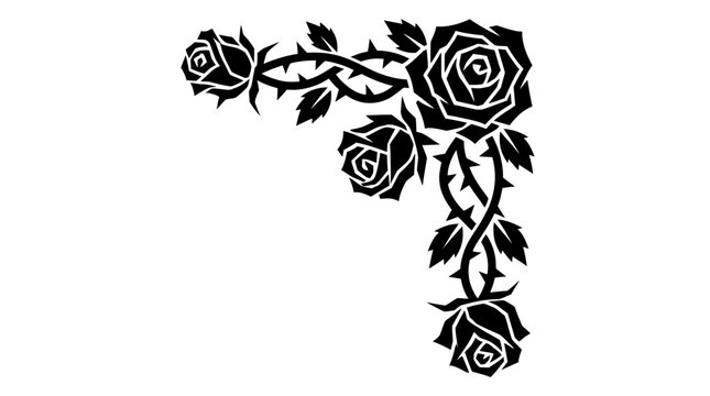 Black Rose Ornament Corner Design