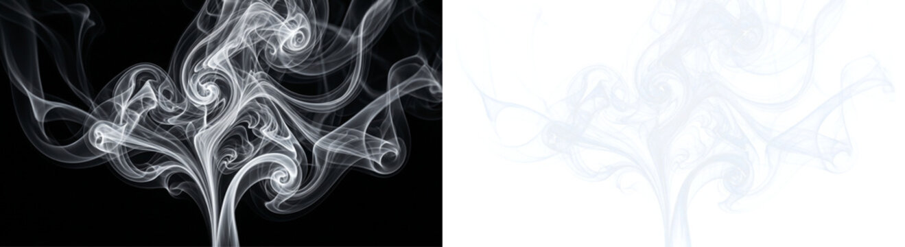 Abstract smoke on a black background and transparent background for design projects and creative work to add an atmospheric or mystical touch to images