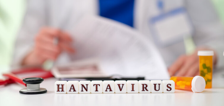 Hantavirus Warning Scene With Stethoscope Pills. Infectious Disease Clinician Scanning Chart, Prescription
