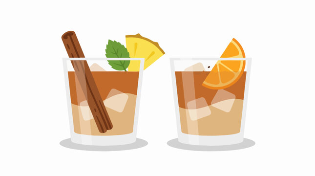 Refreshing iced tea cocktails with fruit and cinnamon