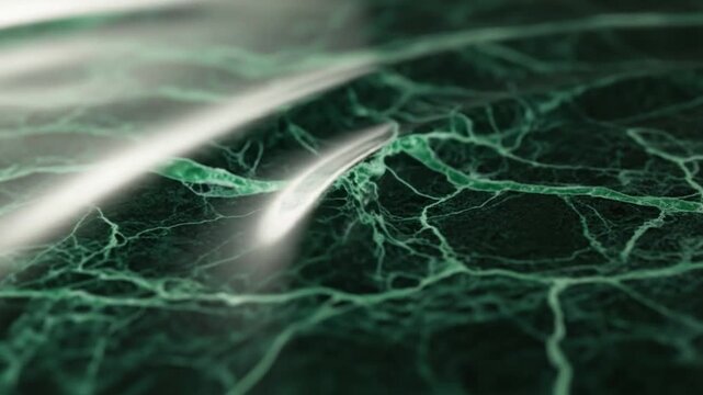 Green Marble Surface Close-Up - Abstract Veins and Patterns.