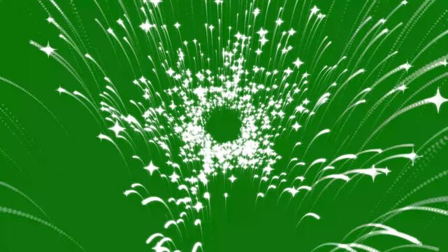 Abstract Blue and Gold Particle Burst Animation with Shimmering Explosion Effect, Cosmic Glitter Dust and Glowing Sparkles Expanding Across a Dark Space Green Background 4k Video