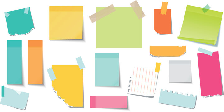 Sticky Note with Duct Tape Memo Paper Reminder Isolated on Transparent Background