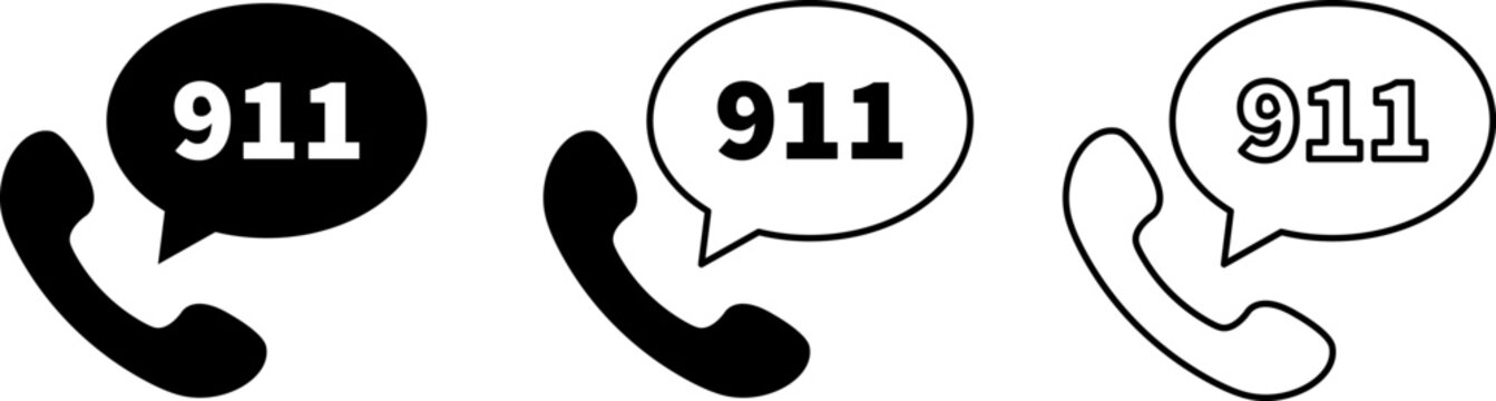 Emergency 911 Call Service Black Icons