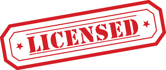 A clear red stamp featuring the word licensed stands out against a bright white background © designboundary