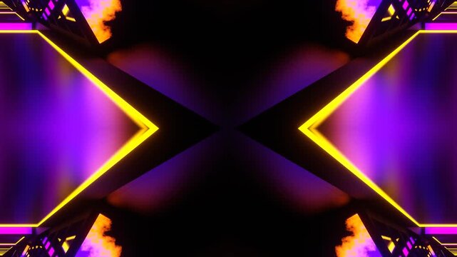 Purple and Yellow Glowing Screen Kaleidoscope Background VJ Loop in 4K