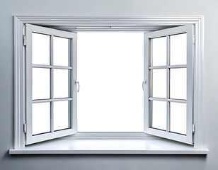 Obraz premium An open window set against a bright background with white frames