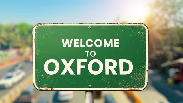 A high-quality 3d rendered graphic featuring realistic green highway road signs for the most famous locations in the United Kingdom