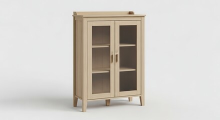 Obraz premium Elegant two-door display cabinet with glass panes and wooden finish