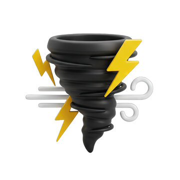 Tornado with Lightning and Wind Icon