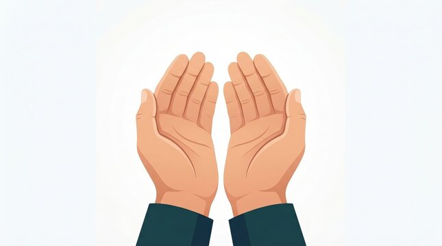 Vector Illustration of Open Hands Raised in Prayer or Supplication