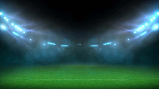 stadium Moving lights, animated flash. 3d render illustration	
