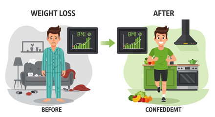 Fototapeta premium Weight Loss Transformation Before and After