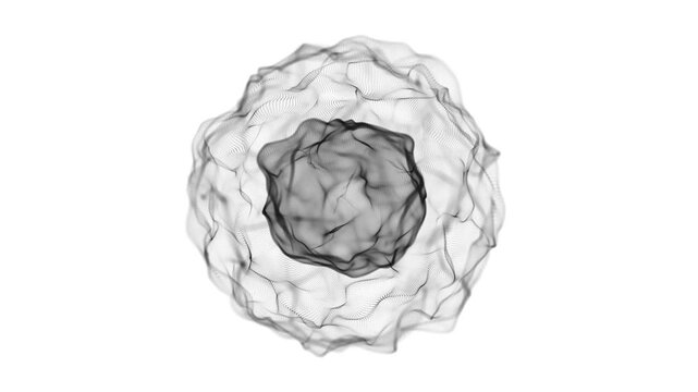 Abstract digital sphere flowing on white background. Concept of artificial intelligence. Big data technology visualization seamless 4K looping 3D animation background