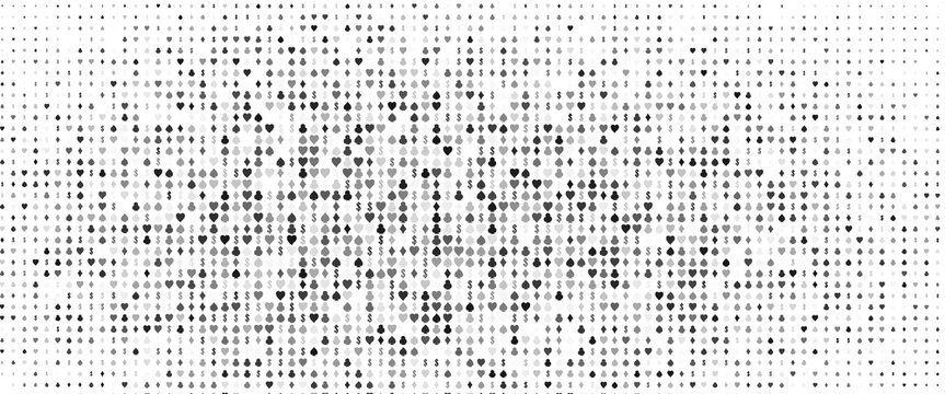 Light Silver, Gray vector pattern with symbol of cards. Glitter abstract sketch with isolated symbols of playing cards. Pattern for ads of parties, events in Vegas.