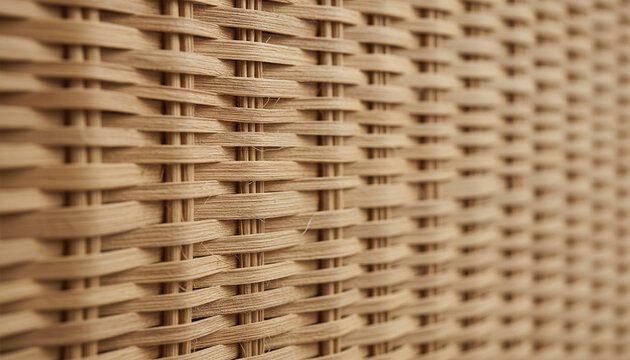 Premium woven Raffia palm wallpaper texture with warm honey beige fibers